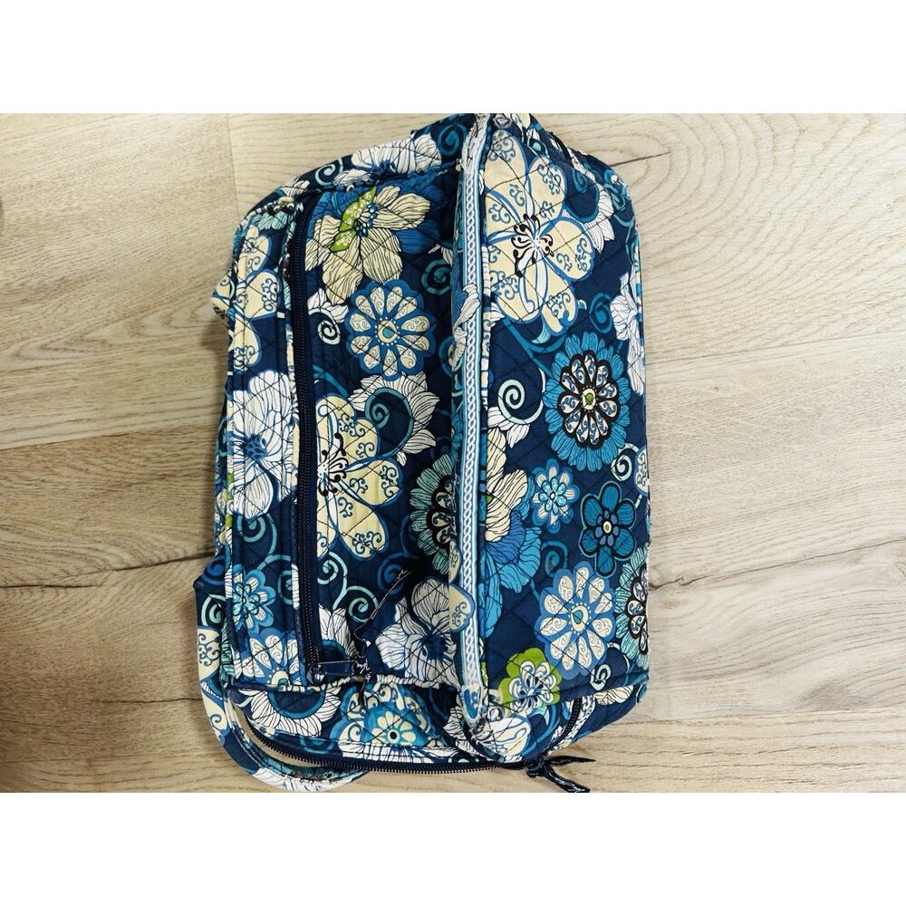 Vera Bradley Blue Floral Satchel Zip Top Double Handles w/ Inner Pockets - Picture 7 of 7
